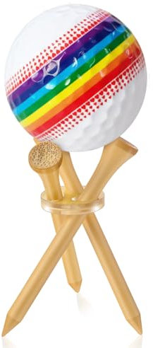 Gemscream 1 Pcs Acrylic Golf Ball Display Holder Tripod Golf Tees Rack Golf Ball Display Case for Memorabilia Decor Collection, Includes 3 Golf Tees and 1 Ring