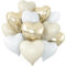 Cream White Heart Balloons,12Pcs Sand White Gold Heart Shaped Foil Balloons,18Inch Beige Helium Polyester Film Balloon for Boho Baby Shower Birthday Bridal Shower Wedding Party Decorations