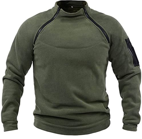 Fleece Pullover Men’s Workout Military Tactical Mock Neck Pullover UK Winter Outdoor Sport Fleece Long Sleeve Sweatshirts Combat Fleece Jacket Jumper Sweater Tops