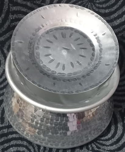 Jewellary Hub - Olla de arroz con acabado martillado de pollo Biryani handi con tapa, recipiente deghchi (plata, 10 litros)