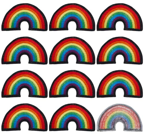 FINGERINSPIRE 12 Stück Gay Rainbow Bestickte Aufnäher 32x52mm Progress Pride Rainbow Applikationen Gay Pride Lesbian Patch Regenbogen Aufnäher Zum Aufbügeln Stoff Love LGBT Stoffapplikationen