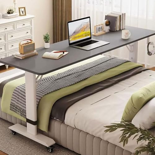 Générique Table de lit réglable en Hauteur avec roulettes à 360°, Bureau de lit Mobile Queen Size, Table de lit pour Fauteuil inclinable, Chariot Mobile pour Ordinateur Portable, Bureau d'or