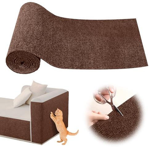 Alfombra Rascador para Gatos,Protector Sofa Gatos Arañazo,Tapete Rascador para Gatos con Autoadhesivo,Alfombra Autoadhesiva para Gato para Proteger Alfombrasy Gris Oscuro (marrón, L)