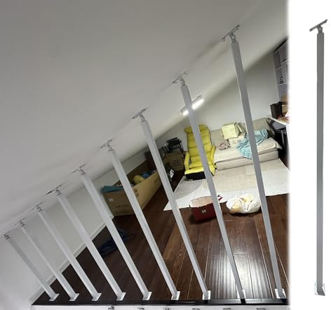 MLYAYE Verstellbare Loft-Raumteilerpfosten, Absturzsicherungs-Sicherheitsgeländerstange, Sichtschutz-Säulengitter für Terrasse/Deck/Treppenhaus/Flurstufe, Raumtrennzaun(H-2.3m/7.5ft)