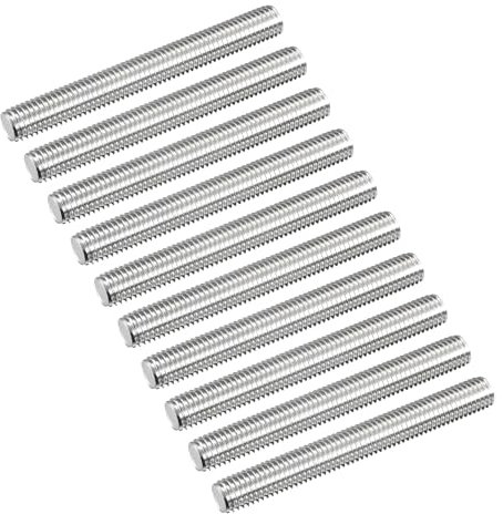 QUARKZMAN 10 Pcs Tige Filetée M12 x 100mm 1.75mm Pas de Filetage en Acier Inoxydable 304 Tiges Filetées Entièrement à Droite, Goujons de Barre pour Réparation, Bricolage