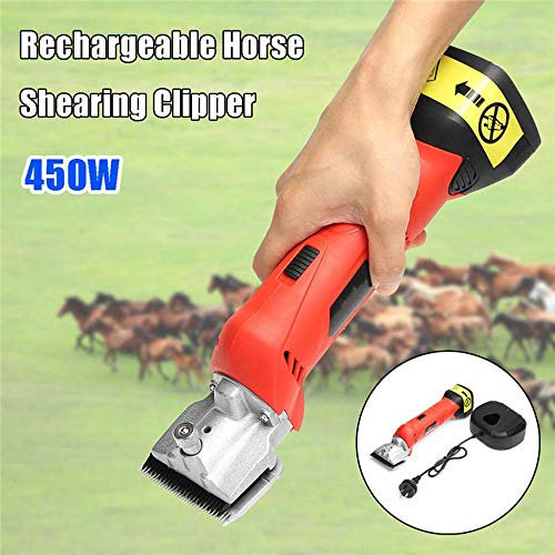 ZJFHEYUO Cortapelos eléctrico inalámbrico Profesional para Caballos, 6 velocidades Ajustables, portátil, Color Rojo