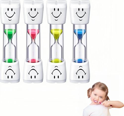 Heanvmyss Reloj de Arena Cepillado de Dientes,4 Piezas 3Min Colorido Reloj de Arena Niños,Temporizador Fácil de Llevar para Escuela,Oficina,Hogar,Cocina