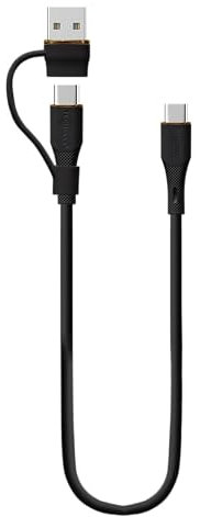 TECHGEAR Cable cargador 2 en 1 de 100 W USB A/C a USB C de silicona suave, carga rápida, 5 A, sin enredos, compatible con MacBook Pro/Air, iPad Air/Pro 2024, iPhone 16, Galaxy S25 Ultra, PS5, Switch