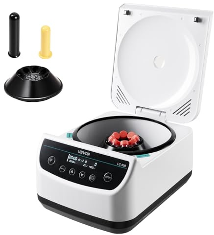 VEVOR Centrifuga da Laboratorio Elettrica 100-1900 xg RCF con Rotore per Provette da 2/5/10/15 ml, Velocità Regolabile da 500 a 4000 Giri/min, Bassa Rumorosità per Esperimenti di Laboratorio