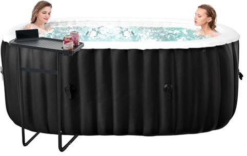 Obqer Hot Tub Gonfiabile per 2 persone, 2400 W In/Outdoor SPA, piscina invernale, con 100 ugelli d'aria, antigelo, 660 litri, a prova di perdite, a risparmio energetico, gonfiaggio auto, Bubble Spa