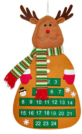 Delicada forma de árbol de Navidad, calendario de Adviento, adorno para colgar en la pared, decoración de tela para el hogar y la oficina