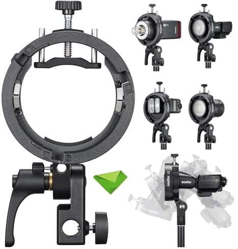 Godox S3 Speedlite Halterung Blitzhalter (𝐒𝟐 𝐔𝐩𝐠𝐫𝐚𝐝𝐞 𝐕𝐞𝐫𝐬𝐢𝐨𝐧), ±90° Neigung, mit Bowens Verschluss und Kaltschuh für Godox V1 V100 AD200Pro AD300Pro AD400Pro AD100Pro V860III TT600