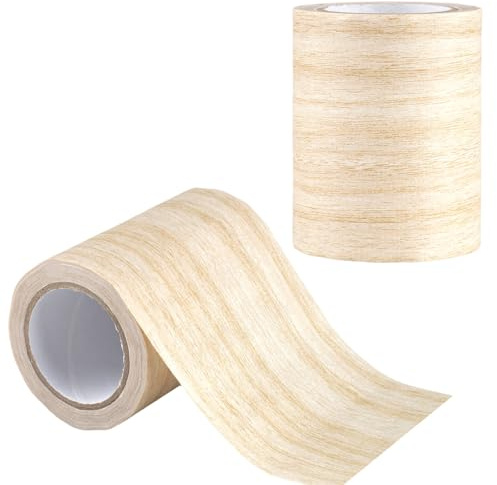burkfeeg Boden Holzoptik Klebeband, Hellgelbe Eichenmaserung(8cm × 4,57m) | Realistische Holzmaserung Reparatur für Laminat Möbel Reparatur Klebeband für Tür, Tisch und Stühle
