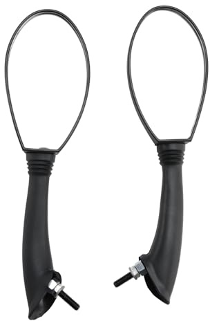 Areyourshop Spiegel Set Links Rechts M8x1.25 für Piaggio Fly 50 100 125 150 für Vespa ET2 ET4 2T 4T, Konvex Spiegel Ersatzteil Schwarz Plastik, 1 Paar mit Sicherheitsmuttern