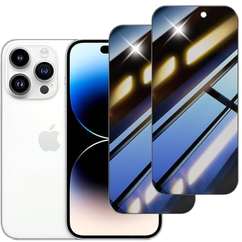 skoxno Privacy Screen Protector for iPhone 14 Pro, [2 Pack] Anti-Spy Tempered Glass Film, Fingerprint Unlock Compatible, Anti-Scratch, HD Clear, Case Friendly, Easy Installation, Bubble Free