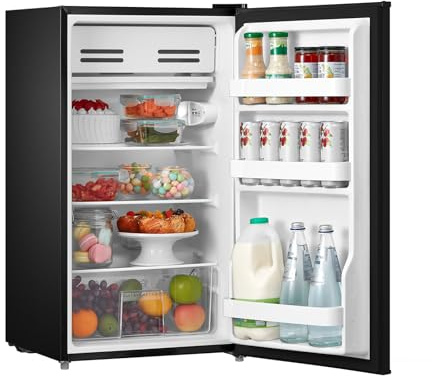 COMFEE' 93L Under Counter Fridge with Cooler Box, RCD93BL2UK(E) | Freestanding, Inverter Compressor, LED Light, Removable Shelves, Adjustable Thermostat, for Kitchen, Office & Studio, Black
