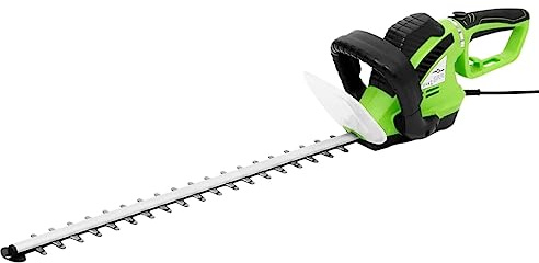 Elektro-Heckenschere 61 cm mit 750 W Motor, verstellbarer Griffwinkel, lasergeschnittene Klinge, Kabelbetrieb, ideal für Garten, Hecke, Strauchpflege und Formen