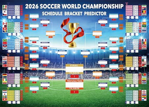 Lukufut 2026 World Cup Wall Chart 35.5x23.6 - Bracket Predictor Chart with All Group Matches (A-L) Through Final- EDT Times, Party Decor Sports Bar Essentials, Great Soccer Fans Gifts