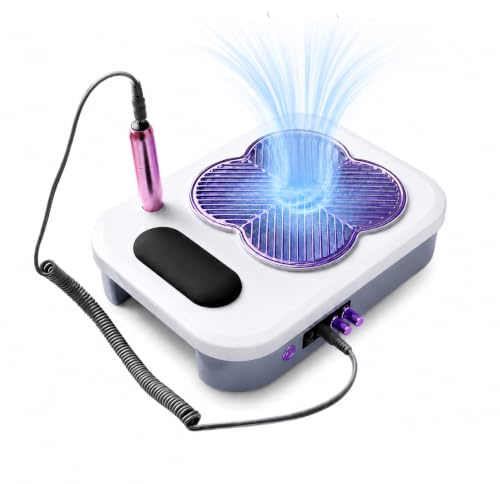 Viridux Kit Manucure 3 en 1, Lime à Ongles Électrique avec Aspiration | Lampe UV LED intégrée, embouts inclus, adaptée aux ongles en gel, acrylique et à un usage en salon ou à domicile
