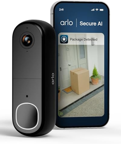 Arlo HD Video Türklingel mit Kamera & schwarzer Hülle, WLAN Doorbell | Inkl. schwarzer Hülle, 1080p HD, Video-Direktanruf, 2-Wege-Audio, Alexa-kompatibel, Arlo Secure Testzeitraum inklusive