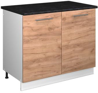 Vicco Spülenunterschrank Fame-Line, Goldkraft Eiche/Weiß, 100 cm