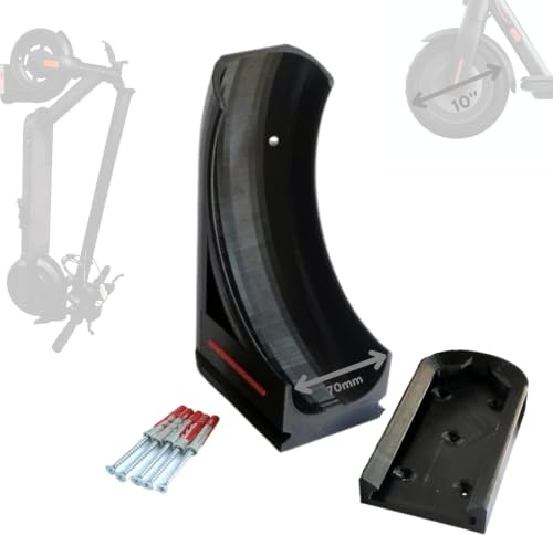 ScooterWallFix Wandhalterung für E-Scooter 10'' Reifen, Robuste Wandmontage für Elektroroller, Platzsparend, für Garage, Keller & Büro <30 kg 10''/25,4cm Reifendurchmesser 7cm Reifenbreite