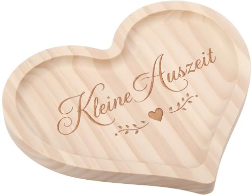 Geiserailie Kleine Auszeit Wellness Geschenke für Frauen Holztablett | Entspannungsgeschenk Herzförmige Holztablett mit Gravur Personalisierte Holz Deko Geburtstagsgeschenk für Freundin Kollegin