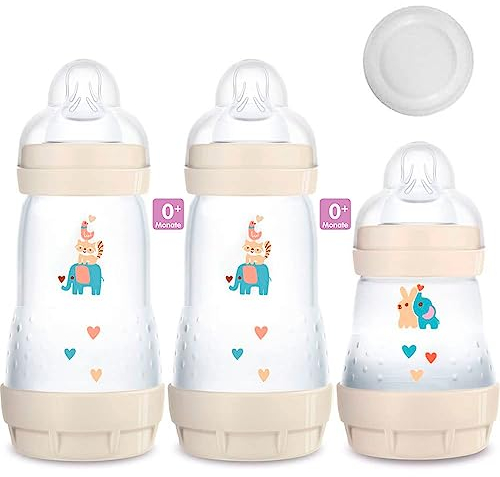 MAM Anti Colic Flasche 160 ml & 260 ml // 3er Set Uni // inkl. Sauger Größe 1 ab Geburt //