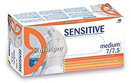 Multipro ESMS/S Sensitive Guanti Monouso in Lattice, Con Polvere, Bianco, Taglia S (Confezione da 100 Pezzi)