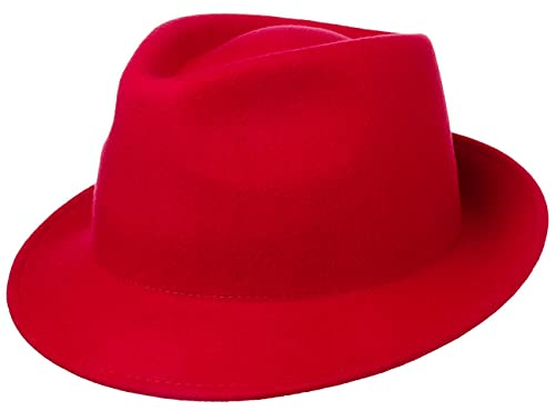 Lipodo Trilby Hut aus Wollfilz Damen/Herren - Filzhut Herrenhut Made in Italy - Italienischer Wollhut Herbst/Winter - Wollfilzhut rot L (58-59 cm)