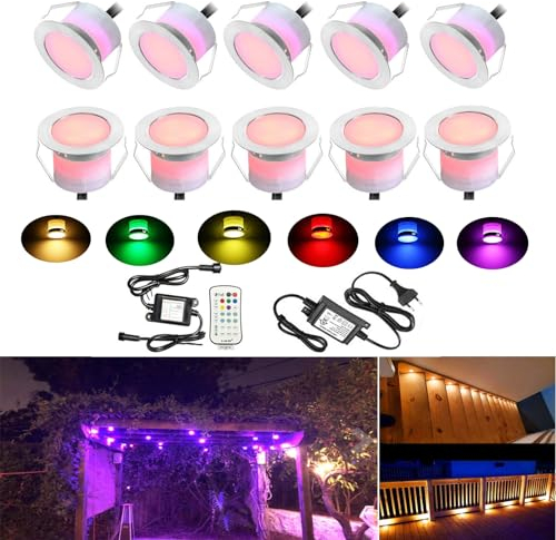 10er Led Bodeneinbauleuchten Aussen RGBWW (4 in 1) Ø45mm IP67 Wasserdicht LED Einbaustrahler Terrasse Küche Garten Led Lampe