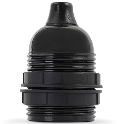 5x Stück - Retro Lampenfassung aus Bakelit, Fassung E27 Gewindemantel schwarz mit Klemmnippel