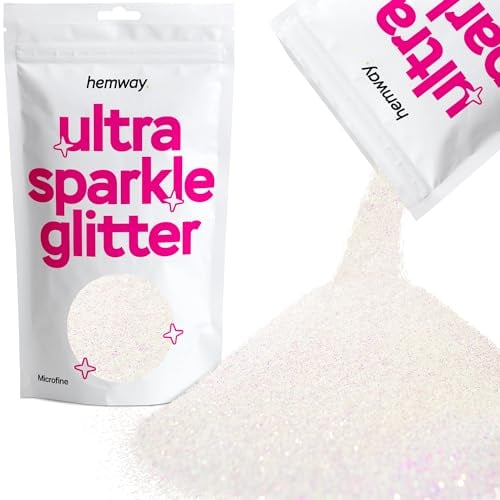 Hemway Ultra Sparkle Glitter - Mother of Pearl Iridescent | 100g Microfine Metallic Flakes for Resin & Epoxy Crafts | Supplies for Halloween Craft and Decorations, Autumn Decor, Masks, Nails, Art
