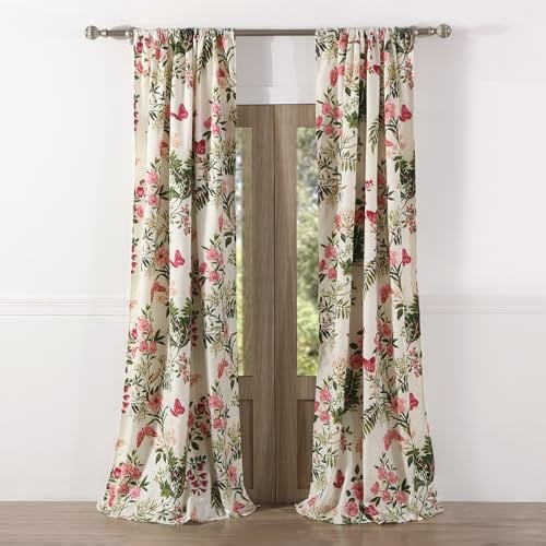 Greenland Home Butterflies Vorhang-Set, 100% Polyester-Mikrofaser, Bunt, 84-inch