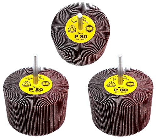 Klingspor KM 613 Fächerschleifer/Lamellenschleifer | 80 x 50 mm (Schaftdurchmesser: 6 mm) | 3 Stück | Körnung: 80
