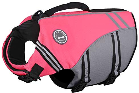 VIVAGLORY Giubbotto Salvagente Stile Sportivo per Cane con Flottabilità Aggiuntiva, Gilet da Nuoto Regolabile e Resistente per Cani Medio, Rosa Luminoso