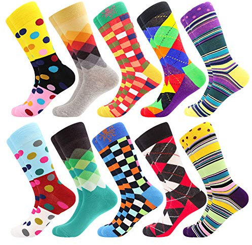 BONANGEL Calcetines Funky Navideños para Hombre, Divertidos y Coloridos de Vestir de Algodón Loco, Regalo para Hombres Papá Novio