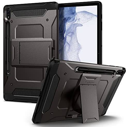 Spigen Tough Armor Pro Entwickelt für Samsung Galaxy Tab S8 Plus (2022) / Galaxy Tab S7 Plus Hülle mit Stifthalter (2020) - Gunmetal