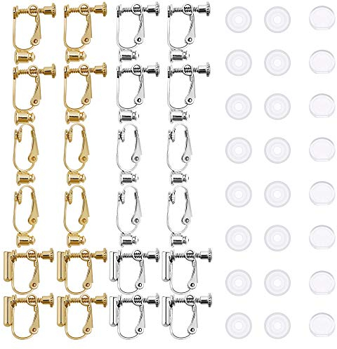 Ohrring Clip Ohrring Umwandler Nicht Durchbohrte Ohrringe Ohrclips für Frauen Mädchen mit Komfort Ohrring Pads 24 Pcs 3 Styles