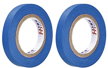 uxcell Cinta aislante de 10 mm/0.39 pulgadas de ancho 14.5 M/50 pies de largo 0.15 mm de grosor Cinta eléctrica de PVC nominal para máx. 400 V 80 C Uso azul 2 piezas