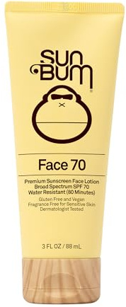Sun Bum Original SPF 70 Sunscreen Face Lotion - Broad Spectrum Moisturizing Facial Sunscreen with Vitamin E - Fragrance Free - Travel Size - 3 oz