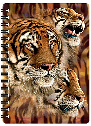3D LiveLife Jotter - Tigerstreifen von Deluxebase. Linsenförmiges 3D Big Cat A6 Spiralblock. Liniertes Notizbuch mit Kunstwerken, lizenziert vom bekannten Künstler Steven Michael Gardner