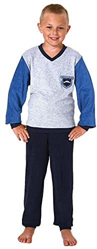 Toller Jungen Frottee Pyjama Langarm Schlafanzug mit Bündchen - 212 501 13 802, Farbe:Navy, Größe:134-140