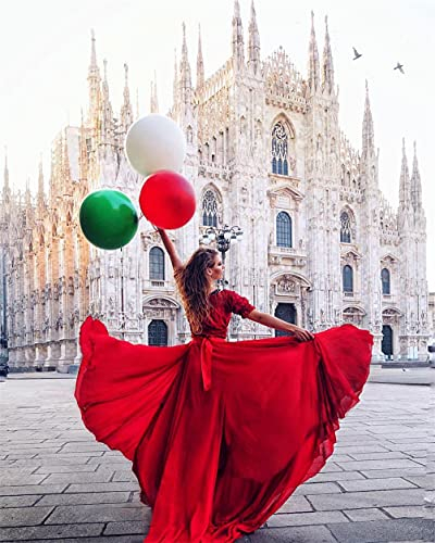 Meecaa Malen nach Zahlen Mädchen Schloss Ballon rot Kit für Erwachsene Anfänger DIY Ölgemälde 40,6 x 50,8 cm (Mädchen, kein Rahmen)