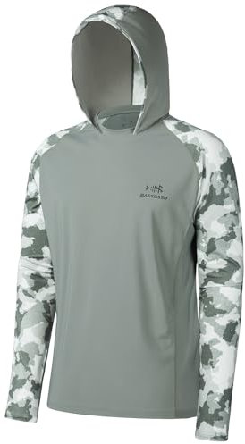 Bassdash Herren UPF 50 Sonnenschutz UV-Schutz Kapuzenpullover Funktion Hoodie Langarm Angeln Shirt Camo
