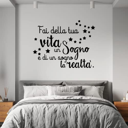 Gesar Adesivo da parete per Casa - Fai della tua vita un sogno e di un Sogno la realtà - Adesivi murali - Adesivo Home - Interior Design - Decorazione parete - Adesivo vinile da muro (120 x 90)
