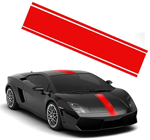 Car Hood Stripe Sticker Auto Racing Body Side Stripe Decal, Car Body Vinyl Racing Stripe Pinstripe Decal Stickers, Modified Stripe Decal Decoration for Car, Sports Racing Stripe Stickers Red