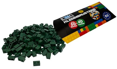 CMC imports 50 Klemmbausteine Bausteine 1x2 Noppen Kompatibel freie Auswahl 34 Farben (484 - Moos - Grün)