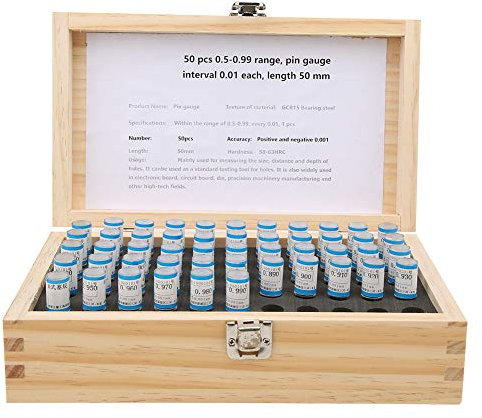 Jeu de jauges à broches, 50pcs Dureté jusqu'à 58-63HRC Traitement thermique global pour vérifier l'emplacement de la taille et de la profondeur du trou