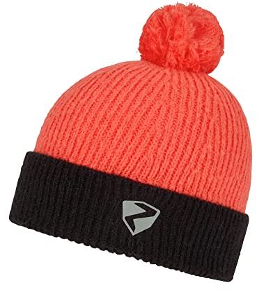 Ziener Kinder IKEN Bommel-Mütze/gestrickt, Fleece Futter, Wollanteil, hot red, S